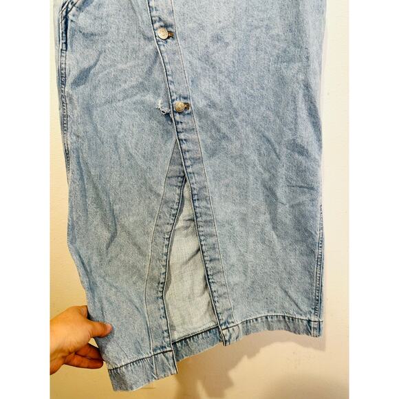 MADEWELL Light Blue Denim 100% Cotton Button Front Wrap Midi Skirt Size 27 - Picture 6 of 16